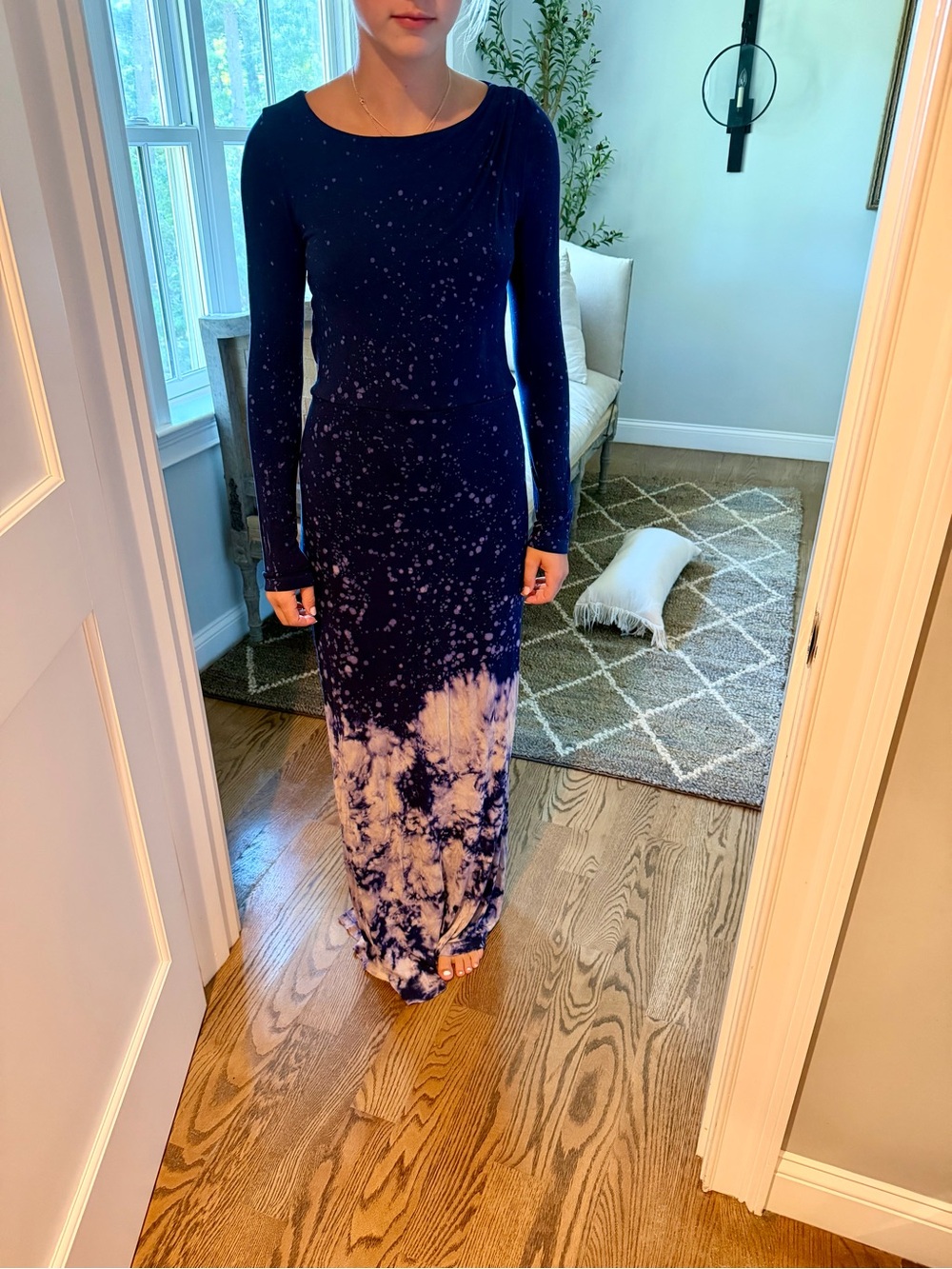 Young Fabulous & Broke Navy Tie-Dye Long Sleeve Maxi Dress